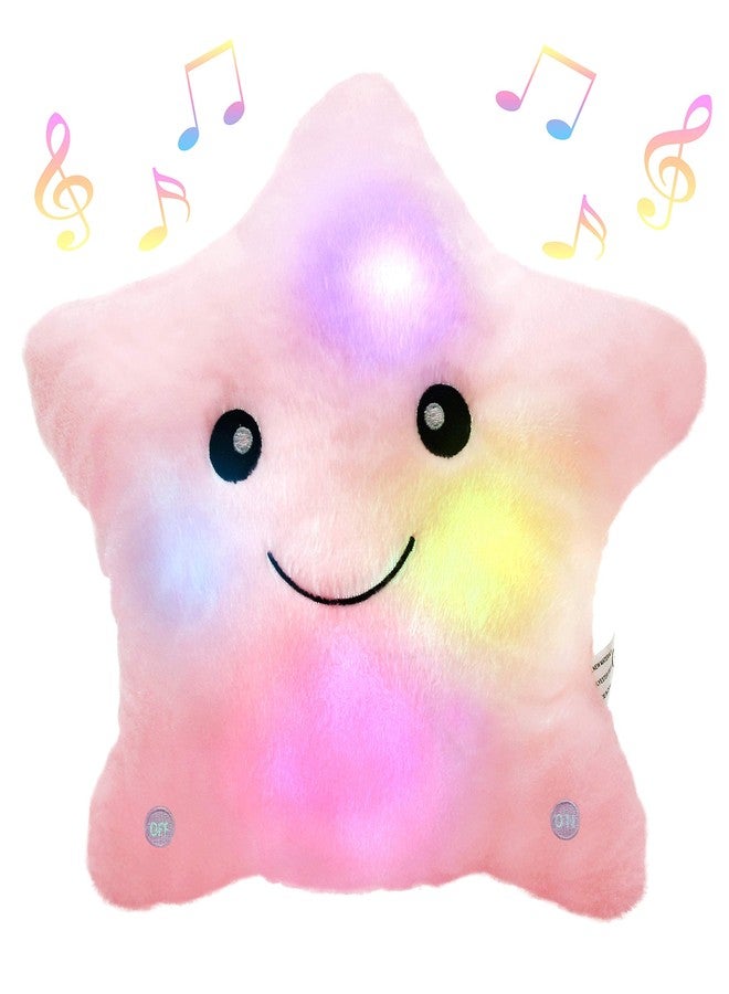 BSTAOFY 13'' Light up Musical Twinkle Star Plush Pillow, Soft Creative Lullaby Glowing Singing Star Plush Toy, Birthday for Kids Toddlers Boys Girls, Pink - Image 1